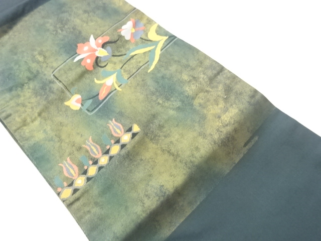 JAPANESE NAGOYA OBI / WOVEN FLORAL PLANTS